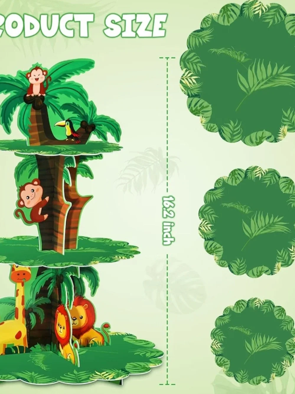 Jungle Safari 3-Tier Kids Cupcake Stand – Green